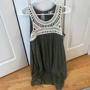 Hunter green dress with crochet top